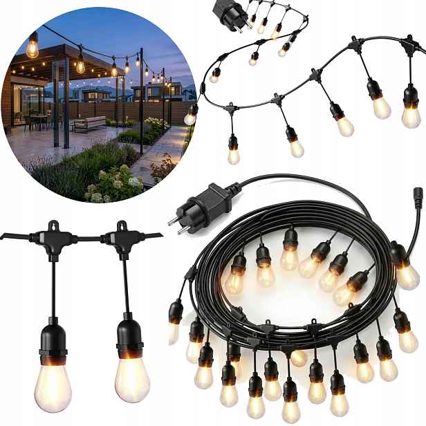 Světelná Girlanda Zahradní lampy do zahrady 15 m 25 Led