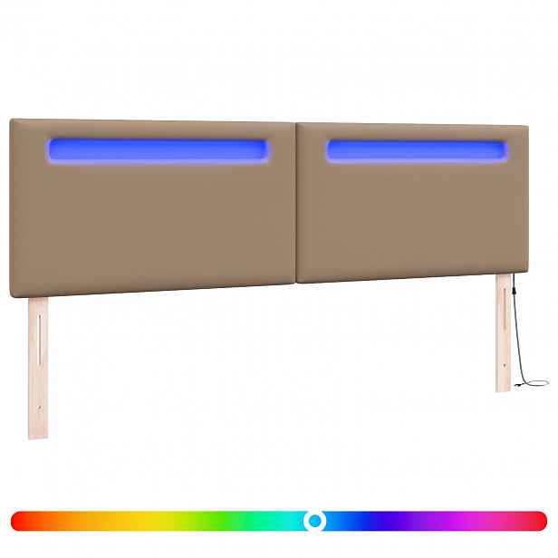 vidaXL LED hlavová deska Cappuccino 180 cm Umělá kůže