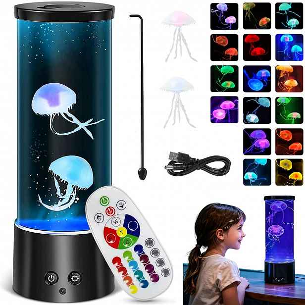 Lampa Meduza Lávová Led Lampa Noční 17 Barev 4 Světelné Režimy S Dálkovým Ovládáním