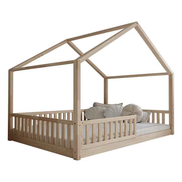 Petits-meubles DOMEČKOVÁ POSTEL 140/200 Roxane Přírodní dřevo