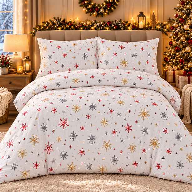 TOP Bavlněné povlečení DELUXE 140x200+70x90 Zima červená