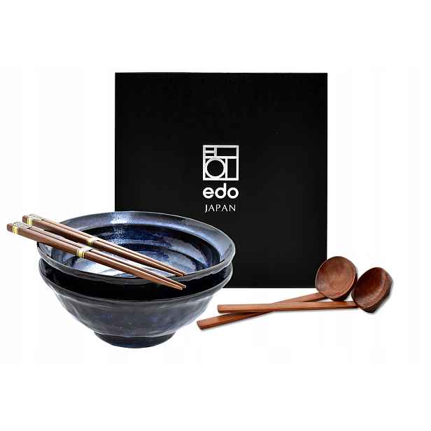 Sada 2 misek s lžícemi a paličkami Ramen Iki Kon 22 cm 1100 ml Box
