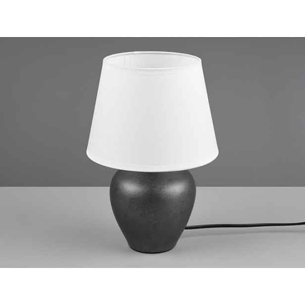 Stolní lampa Abby, nikl/bílá látka