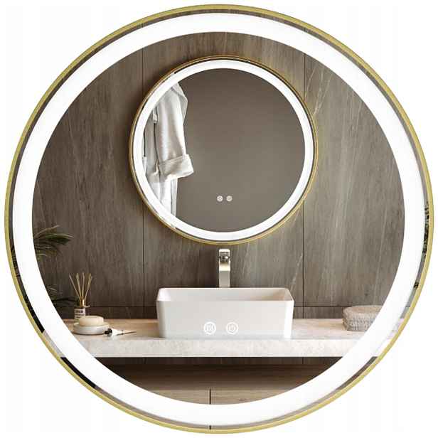 Zrcadlo Podsvícené Led Zlatým Rámem 70x70 Virgo