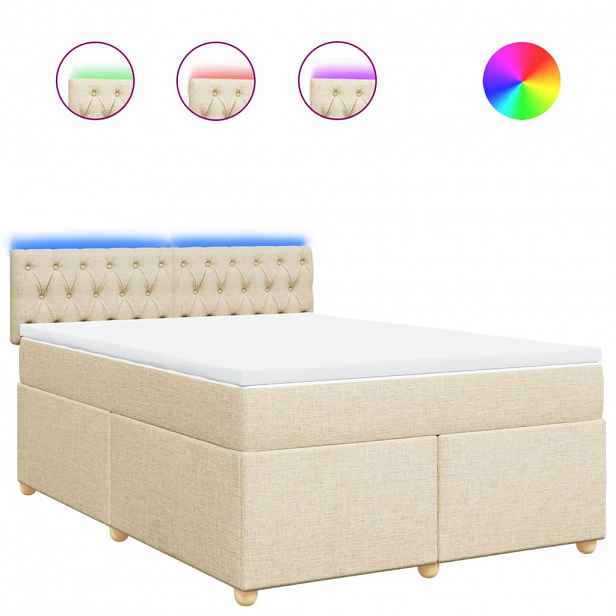 vidaXL Box spring postel s matrací krémová 160x200 cm textil