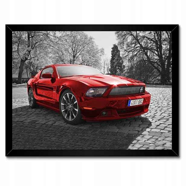 Plakáty v rámu 40x30 Červený Ford Mustang Usa