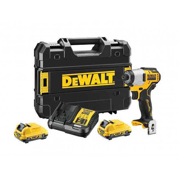 DeWALT - 12V AKU rázový utahovák, 2x aku 2,0 Ah XR, nabíječka DCF801D2