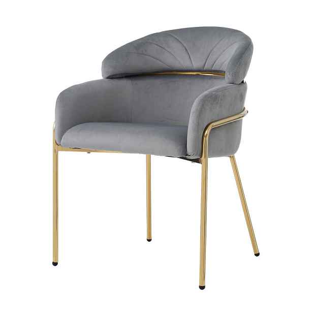 Modfu JÍDELNÍ židle ze sametu 53x45x79 cm šedá s kovovými nohami, ergonomickým komfortem a všestranným využitím