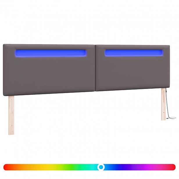 vidaXL LED hlavová deska Šedá Umělá kůže