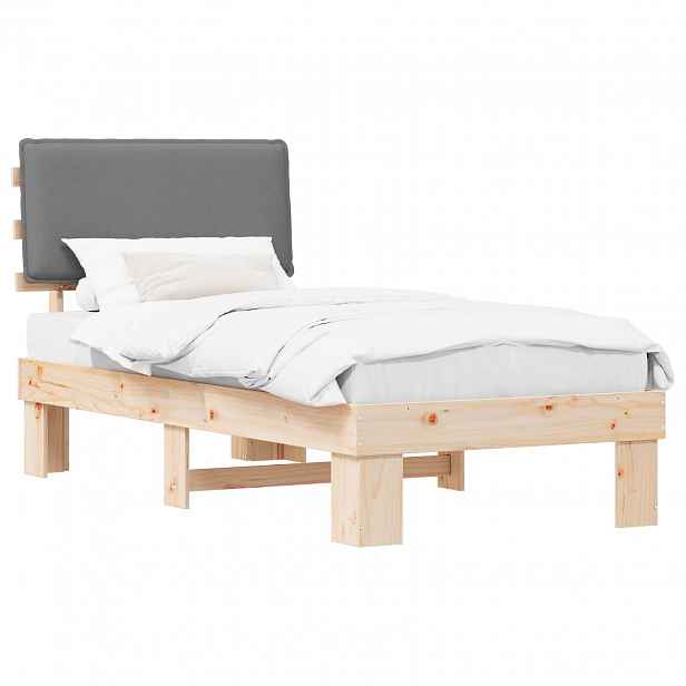 vidaXL Rám postele s čalouněným čelem s čelo Světle šedá 90 x 190 cm