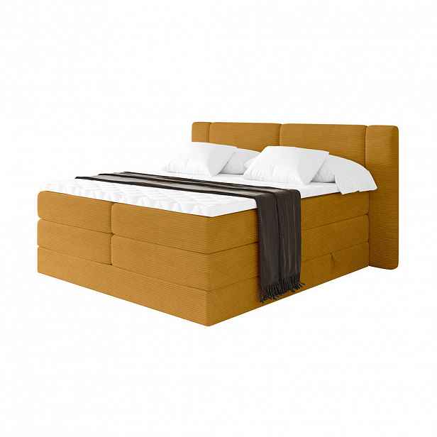 ALTDECOR POSTEL boxspring s matracemi H3/H4 - EVON KING - 180x200 cm Hořčicově žlutá