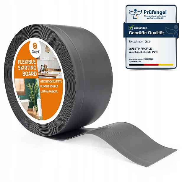 Podlahová lišta Pcv 100/25 tmavě šedá, 5 m, flexibilní, soklová