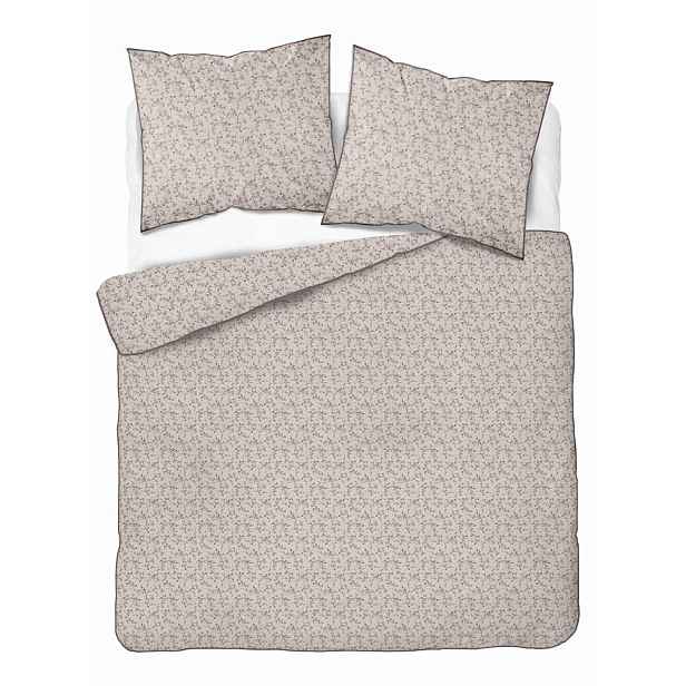 Povlečení z perkálu Lamé Percale 220x200 béžové, drobné květy, ozdobný lem
