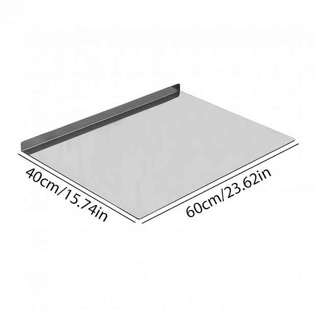 TEMU Nerezová kuchyňská deska 60/70 cm s L-tvarovaným lemováním, pasuje na pracovní desku pro stabilnější umístění. Bez povrchové úpravy, snadno se