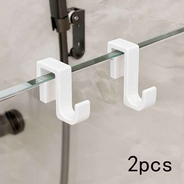 TEMU Minimalistické koupelnové háčky vhodné pro 8mm skleněné dveře, vyrobené z odolného plastového materiálu, bez nutnosti vrtání, pro zavěšení