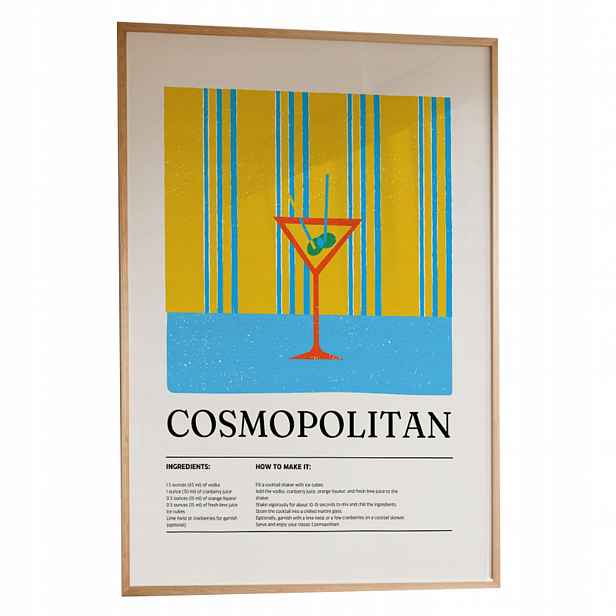 Plakát Cosmopolitan A3 Obraz Drink Bar Kuchyně Rámeček Dřevěný 30x42 cm