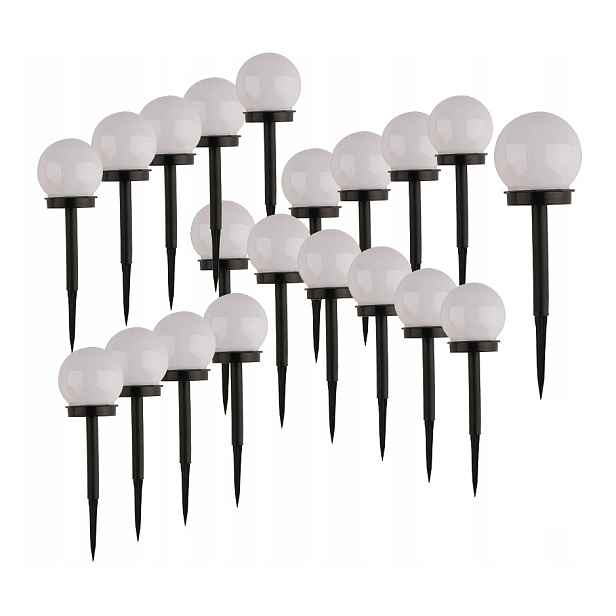 Sada 20x Zahradní lampa Solární Led Studená Koule Pvc 10 cm zapichovací