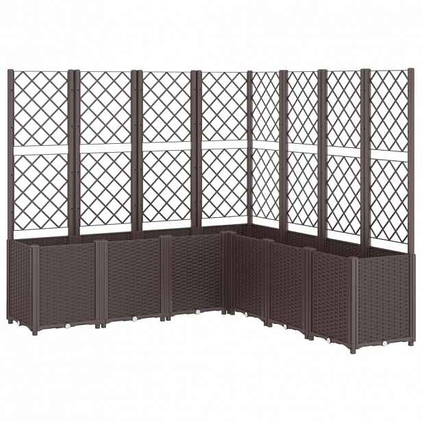 vidaXL Zahradní truhlík s treláží hnědý 160 x 160 x 140 cm PP
