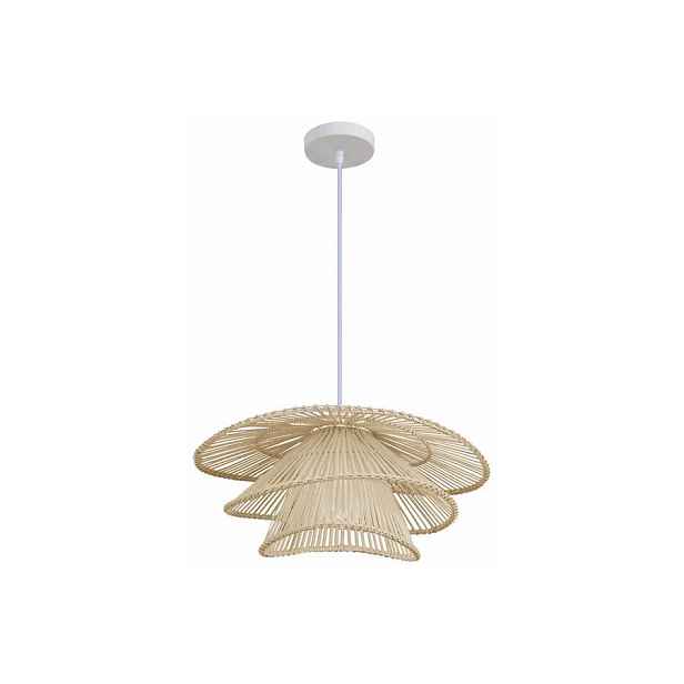 Závěsná lampa boho ratan trojité kulaté stínidlo 45 cm do jídelny Reality