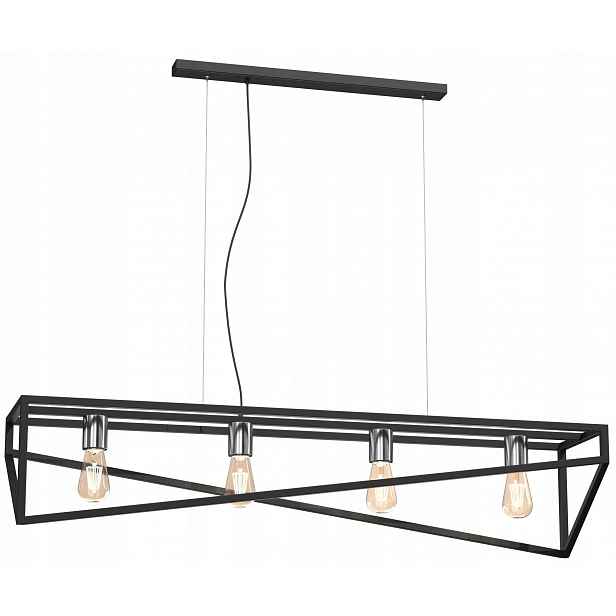Závěsná stropní lampa Gote černo-stříbrná 4xE27 moderní klec obývací pokoj
