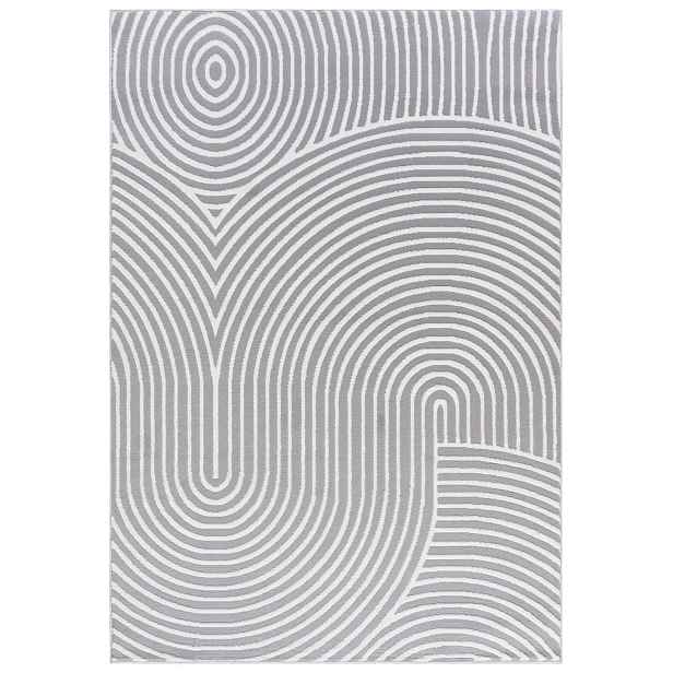 Koberec do obývacího pokoje bílý 80x150 cm geometrické oblouky moderní měkký Oeko-Tex