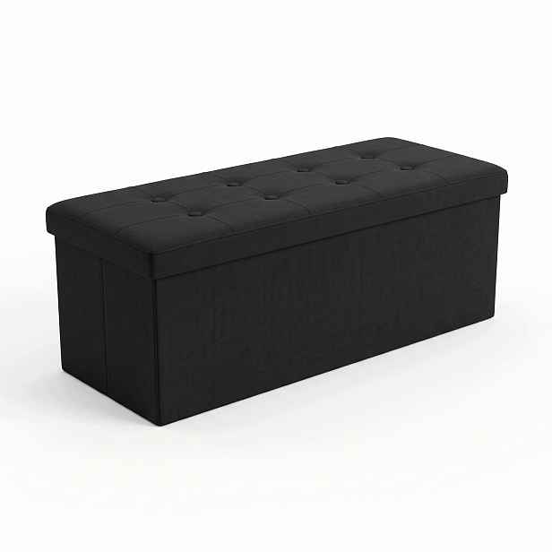 Taburet S Úložným Prostorem, Skládací, 110X38X38 CM, Černá, Polyester
