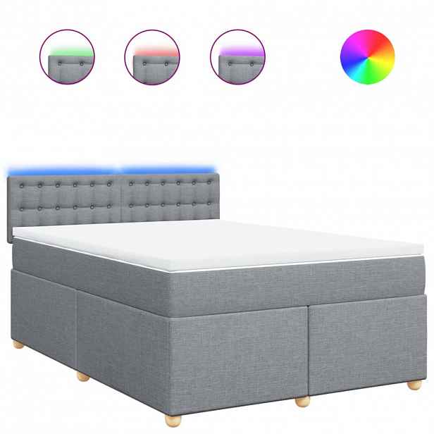 vidaXL Box spring postel s matrací světle šedá 160 x 200 cm textil