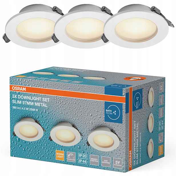 3x Stropní Led svítidlo Hermetické IP44 Podbitka 4.5W 3000K