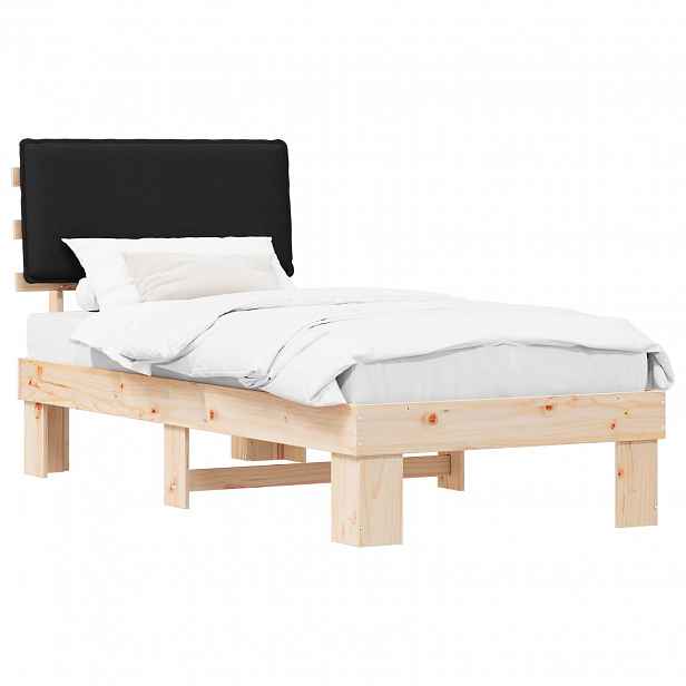 vidaXL Rám postele s čalouněným čelem s čelo Černá 90 x 190 cm