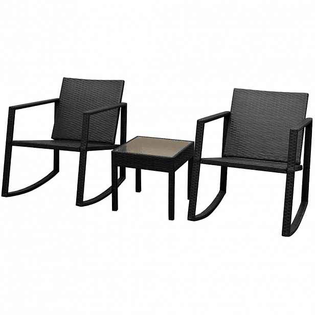 vidaXL 3dílný bistro set polyratan černý