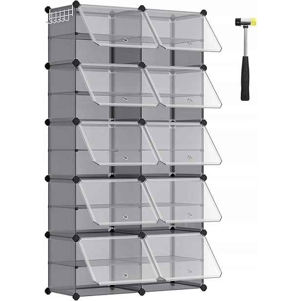 Botník modulární organizér 10 párů 83 x 156 x 32 cm šedá
