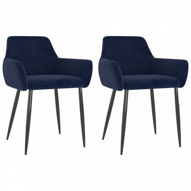 Jídelní židle 2 ks samet / kov Modrá