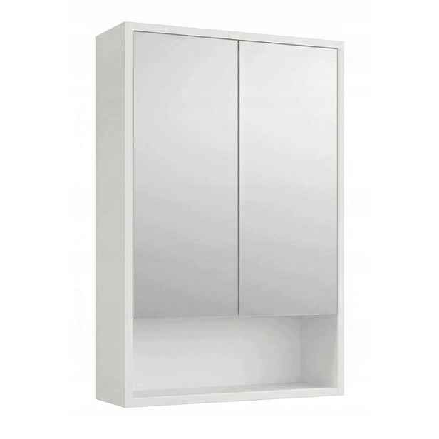 Koupelnová skříňka 78x60 cm bílá matná se zrcadlem, závěsná, do koupelny, zrcadlo