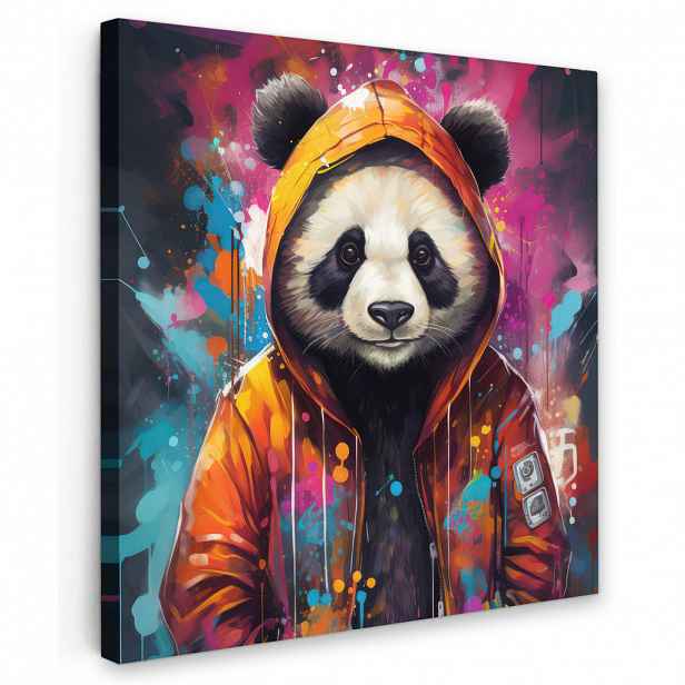 MuchoWow OBRAZ NA PLÁTNĚ Panda - Bunda - Graffiti - Oranžová 20x20 cm