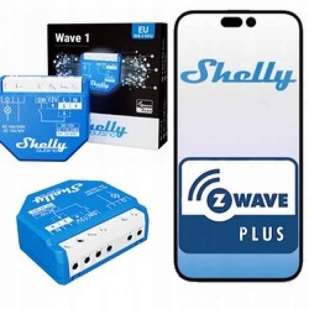 Shelly Wave 1 – Relé Z-Wave 16A, suchý kontakt, pro brány a světlo