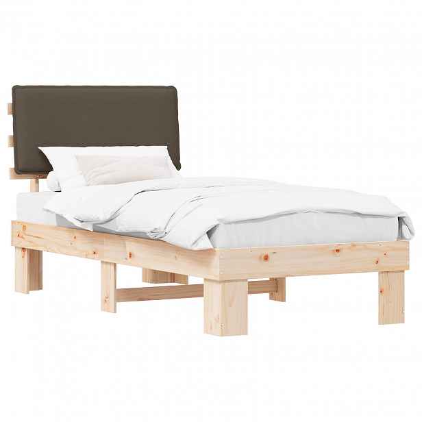 vidaXL Rám postele s čalouněným čelem s čelo Taupe 90 x 190 cm