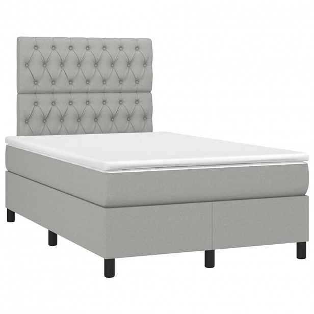 vidaXL Box spring postel s matrací světle šedá 120x190 cm textil
