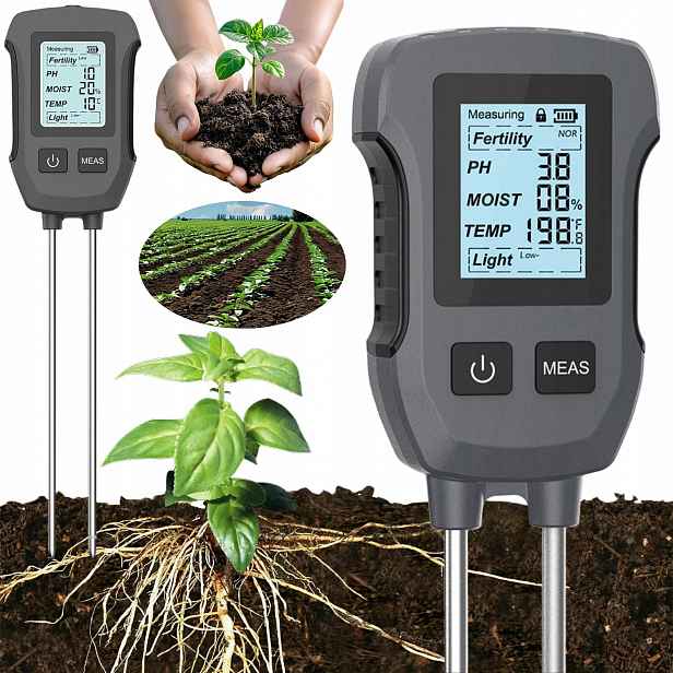 Kyseloměr Půdy Tester Zeminy Ph Měřič Teploty Vlhkosti 5V1