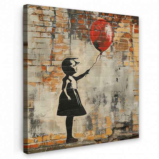 MuchoWow OBRAZ NA PLÁTNĚ Graffiti - Banksy - Dívka - Street art 50x50 cm