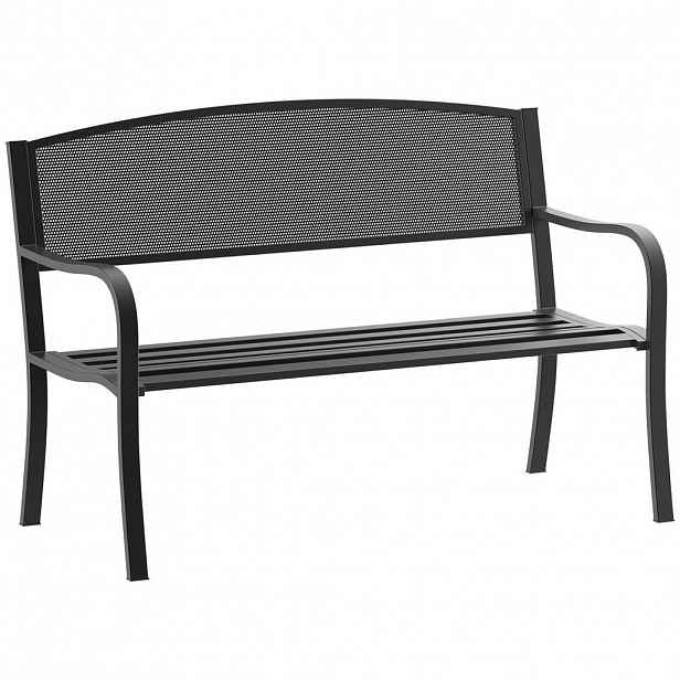 Outsunny ZAHRADNÍ LAVIČKA, 2místná, Š127 x H60 x V87 cm, ocel, černá