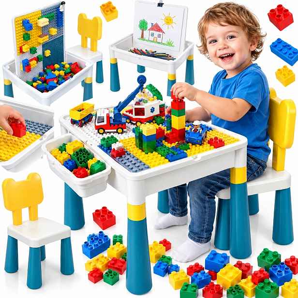Stůl Na Skládání Kostek Lego S Kontejnery Na Kostky