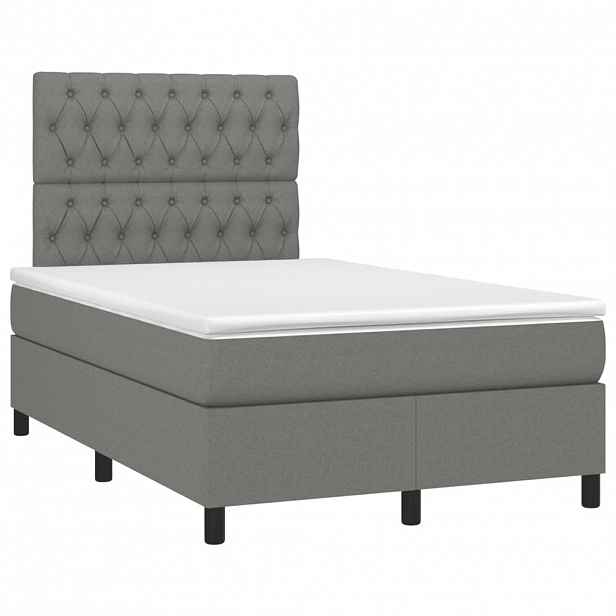vidaXL Box spring postel s matrací tmavě šedá 120x190 cm textil