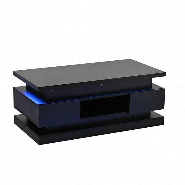 Modfu KONFERENČNÍ stolek z dřevotřísky 100x50x40 cm černý, výškově nastavitelný s LED, 2 zásuvkami a USB
