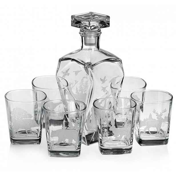 „Myśliwský“ komplet na whisky 6+1 Karafa 750 ml Sklenice 300 ml