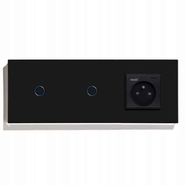 Dotykový Spínač 1+1 Schodišťová Zásuvka Usb A+c Qc 20W Skleněný Vypínač