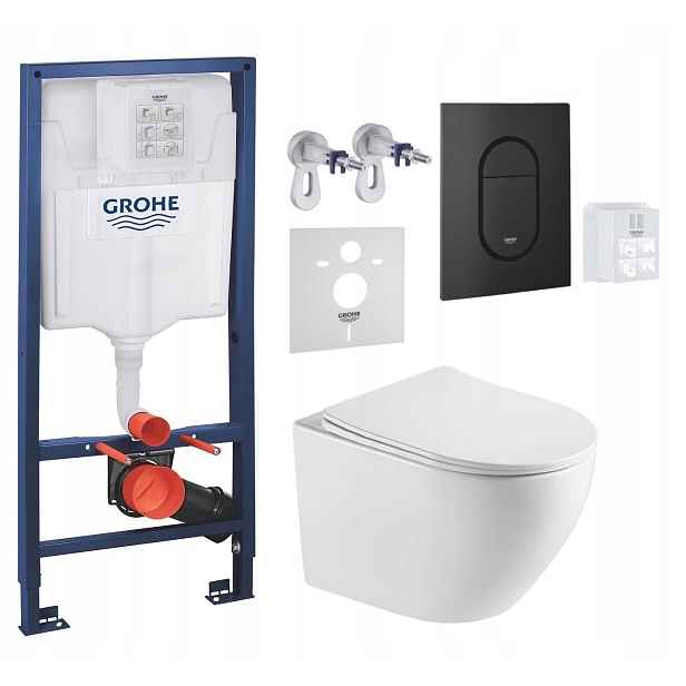 Grohe Wc stojan Rapid s mísou Wc Blatna Tornado a tlačítkem černý mat