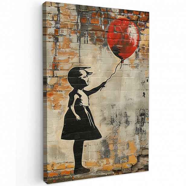 MuchoWow OBRAZ NA PLÁTNĚ Graffiti - Banksy - Dívka - Street art 20x30 cm