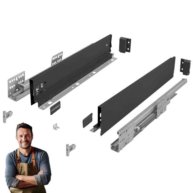 Šuplík Hafele Matrix Slim 400 mm H-84 35 kg 514.11.223 Tenká Antracit