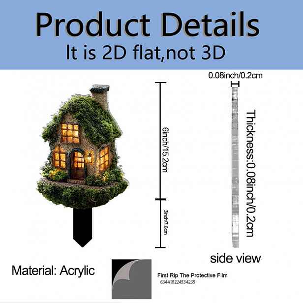 TEMU 2D Plochá, [2D Plochá] [2D ] 2D Rovinná Barevná Akrylová Chatička k Zapojení, s a Okny, 1 ks | Deco, Zkrášluje Dvory a Zahrady, Vhodná pro