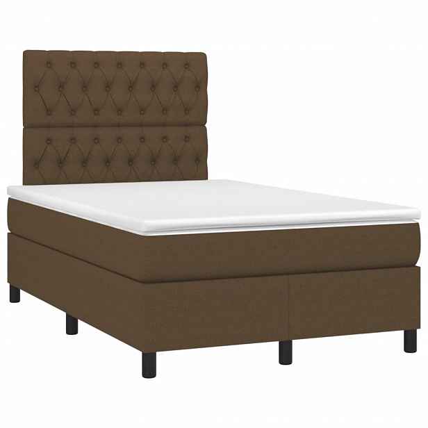 vidaXL Box spring postel s matrací tmavě hnědá 120x190 cm textil